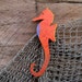 Marine metal wall art seahorse beach house coastal porch deck orange sealife 3 x 9