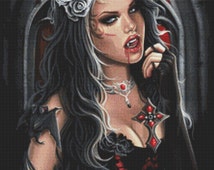 Modern Cross Stitch Kit &#39;Vampire&#39; By Anna Marine - NeedleCraft Kit - il_214x170.661698784_k5zn