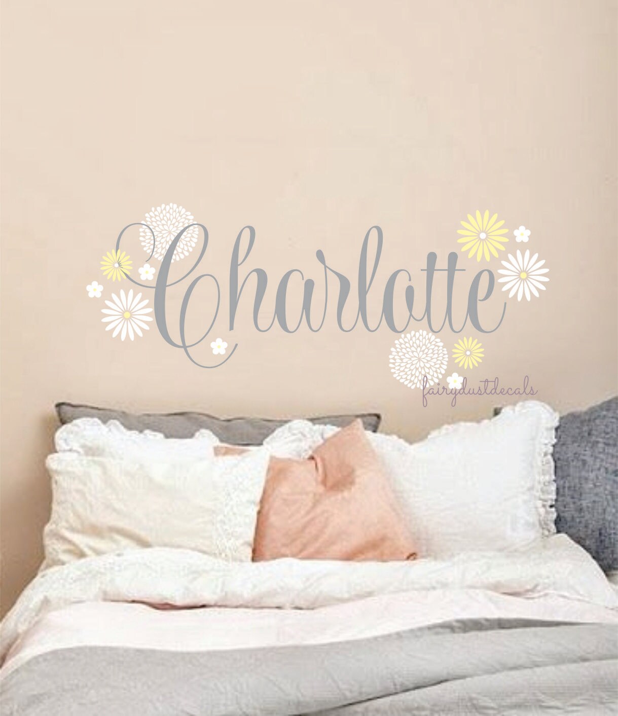 Personalized name decal baby girl name nursery wall decals
