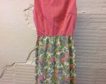 Pink Velvet Dress 1960s Floral Brocade party dress