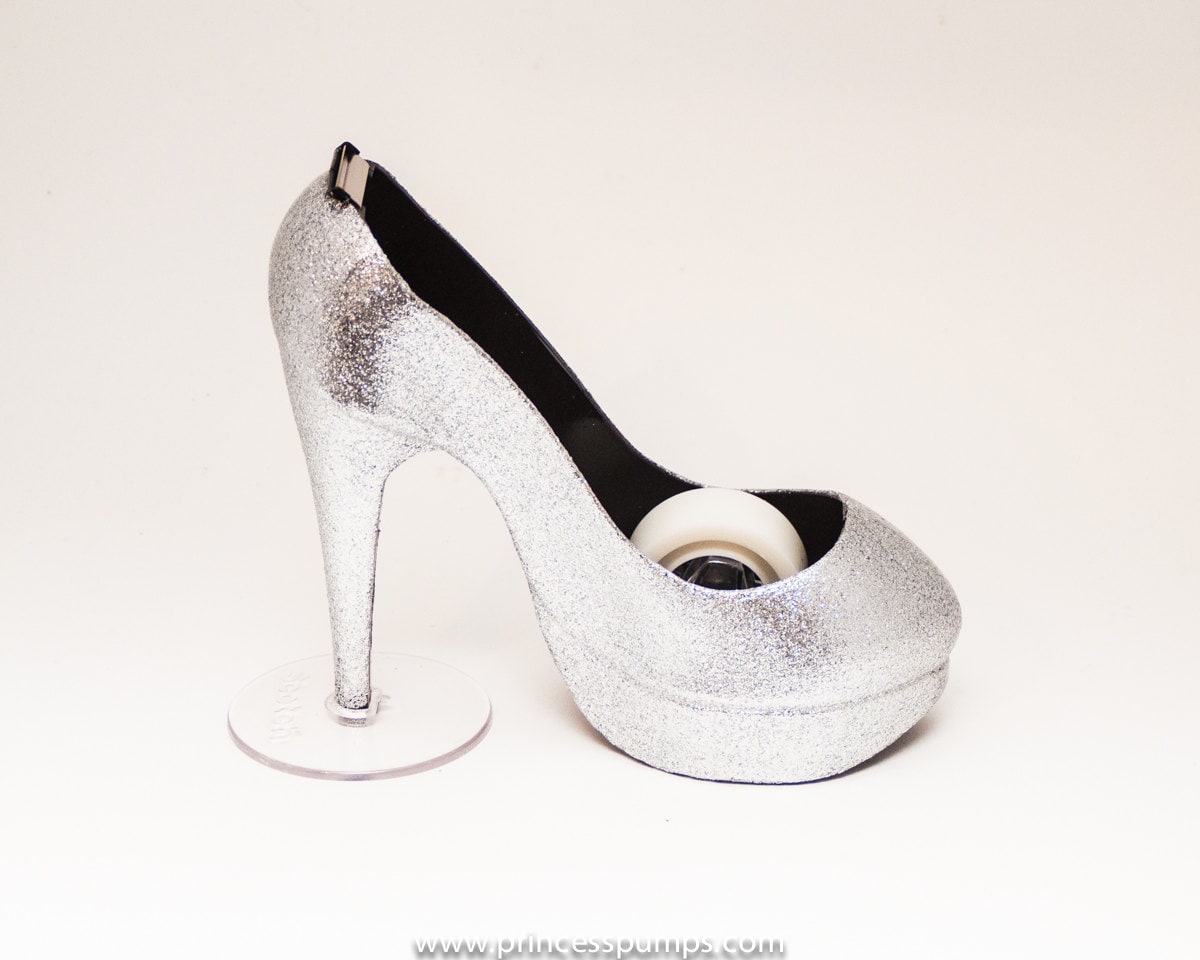 Glitter Silver High Heel Tape Dispenser by by princesspumps