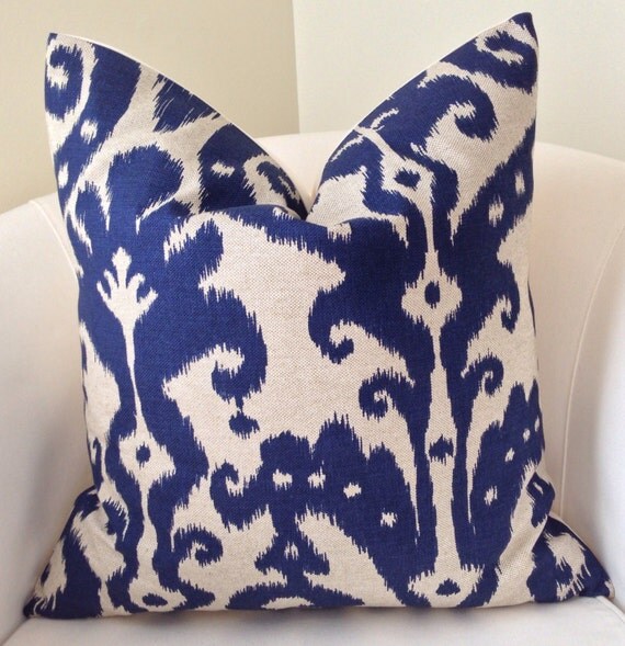 Indigo Blue Pillow Cover Ikat Pillow Decorative Pillow Throw