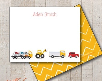 Kids Stationery // Boys Stationary // Baby Shower Thank You // Birthday Thank You // Cars Vehicle Stationery