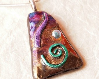 Handmade Dichroic Fused Glass Necklace