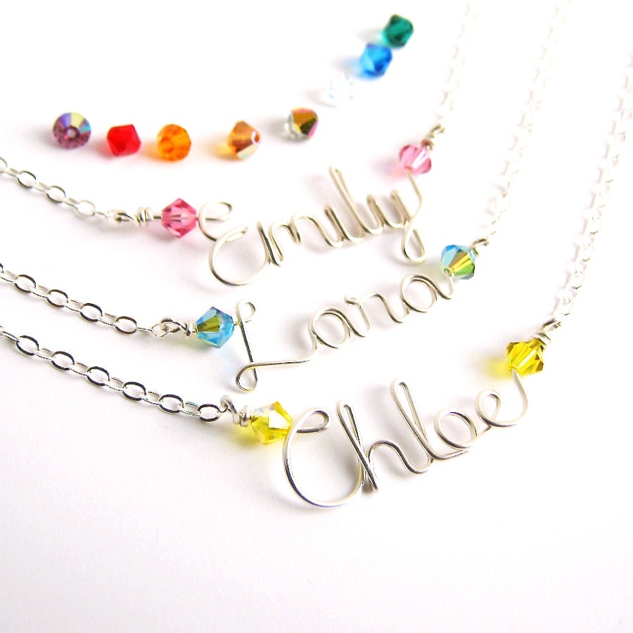 Child Name Necklace. Sterling Silver Girls Name Necklace with