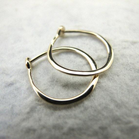 Small Solid 14k Gold Hoops 5/8 Inch Hand Solid Gold
