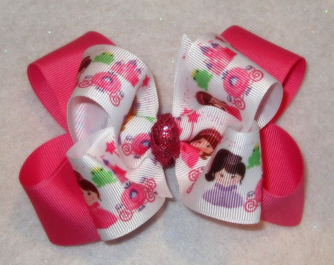 Fairy Princess Pink Fairytail Double Layered Boutique Lush Hair Bow Spikey Edges 2 sizes Baby Toddler Little Girl