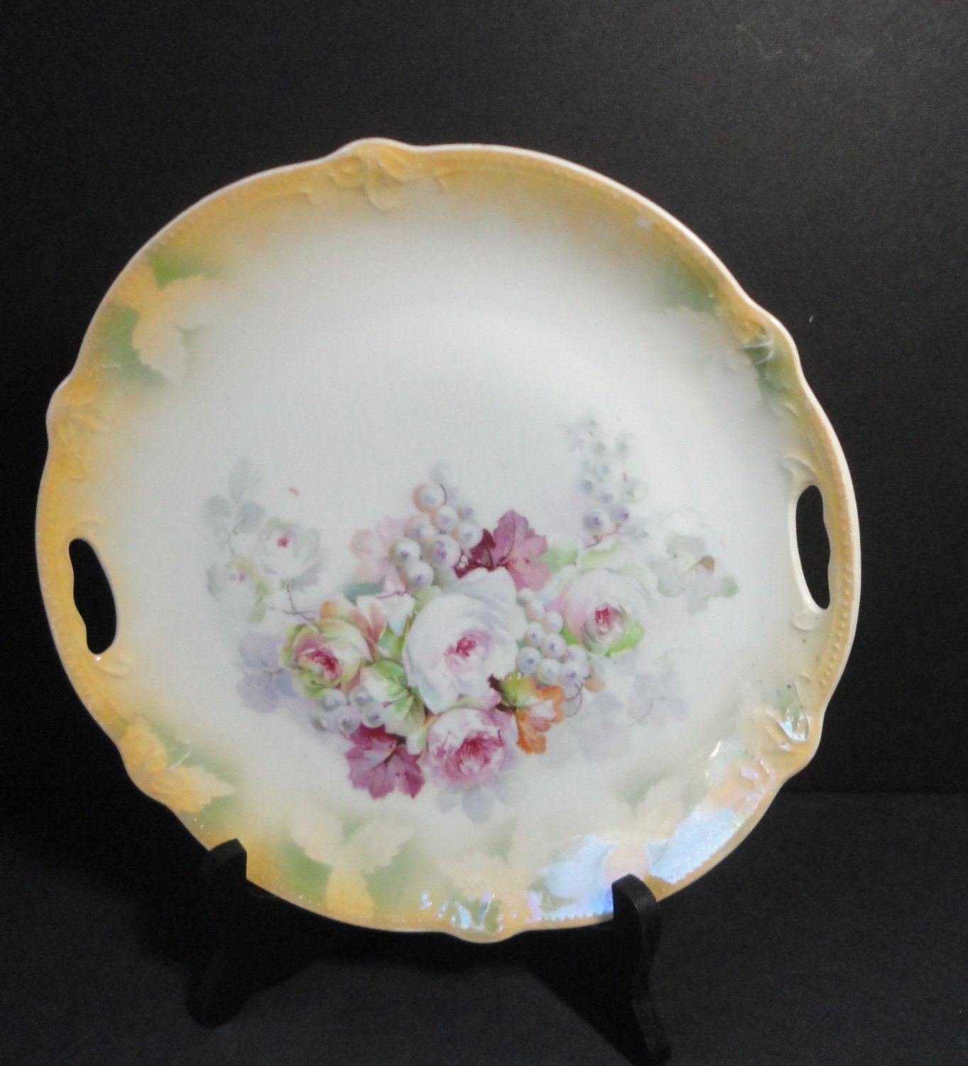 Vintage 3 Crown China Plate Luster Floral Made in Germany