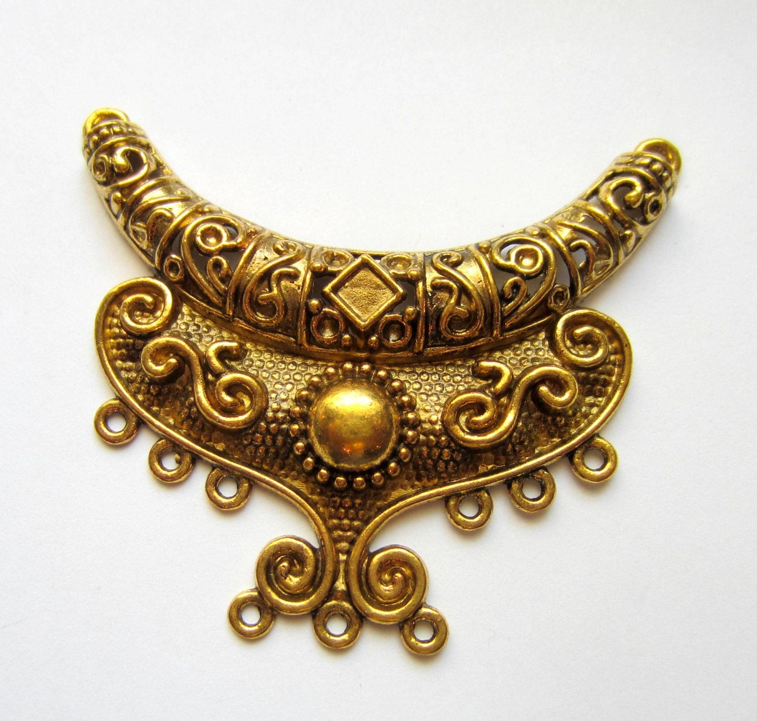 2 Antique gold Pendant charm gypsy jewelry by GatheringSplendor