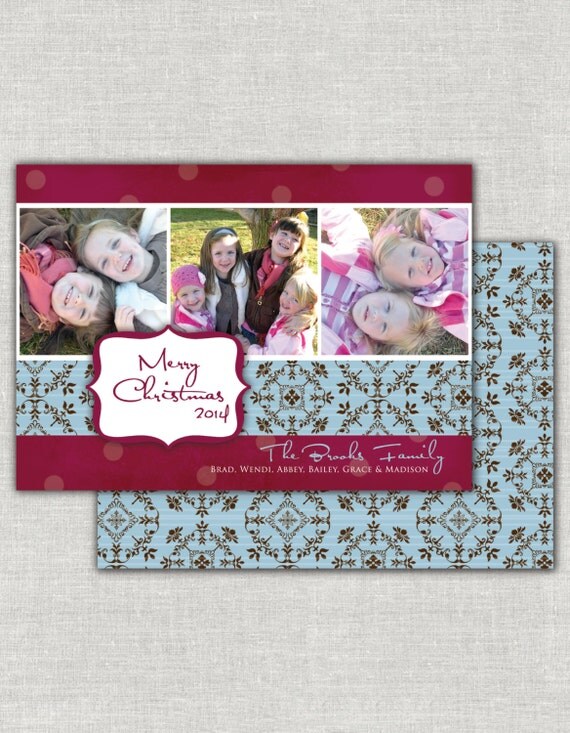 The Plaza Holiday Photo Card, Customized Christmas Photo Card, Printable, Printables, Turquoise, Cranberry Il_570xn