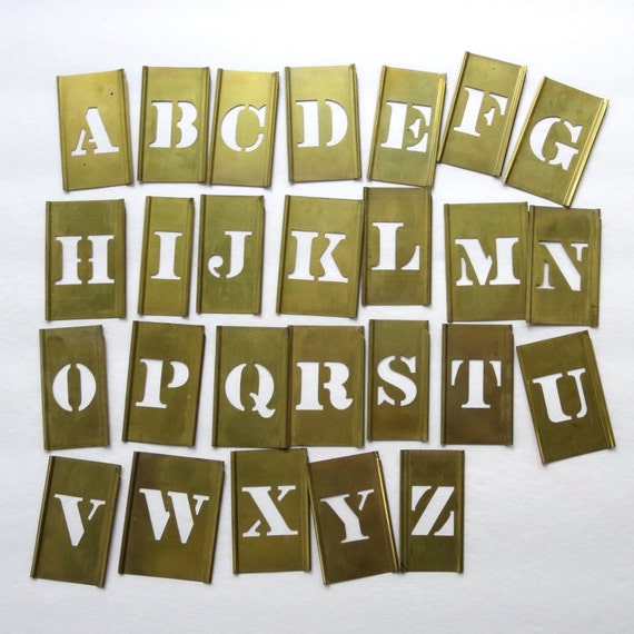 26 vintage brass letter stencils A through Z by anythinggoeshere