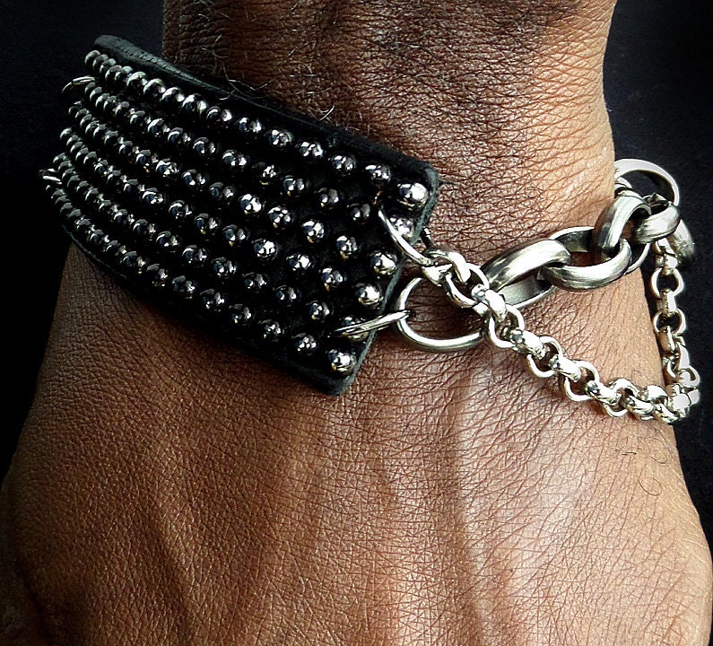 Leather studded bracelet Clearance