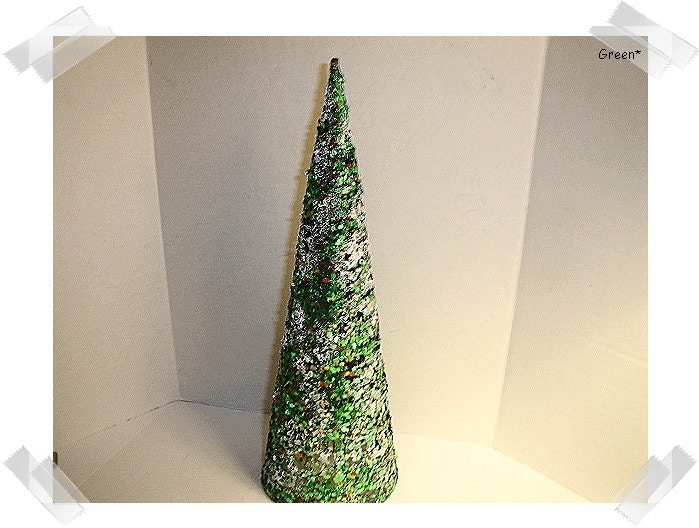 Wire Cone Christmas Tree/Large/ Upcycled/ Sequin/Glitter/Fake