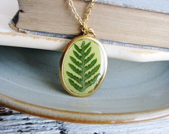 Fern Necklace Real Pressed Leaf Jewelry Resin Jewelry Bridal Botanical Naturalist Green Garden Gift Woodland Nature Plant Minimalist