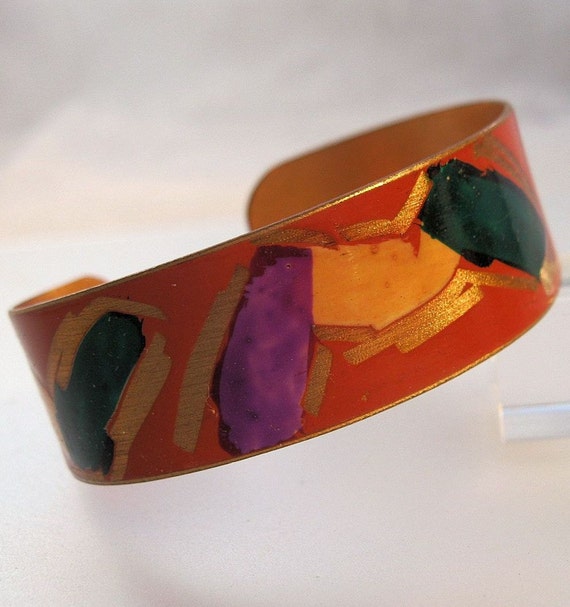 Chile Chilean Vintage Copper & Enamel Cuff by BrightEyesTreasures