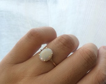 Opal Ring, Opal Engagement Ring, 14k Opal Ring, Opal Solitaire Ring, Non Traditional Engagement Ring, October Birthstone, Birthstone Ring
