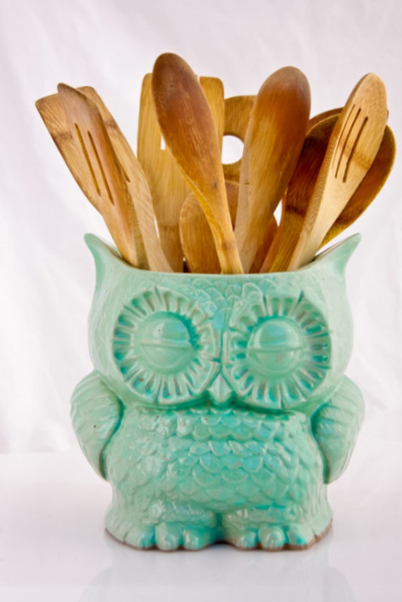 Handmade Large Kitchen Utensil Holder Ceramic Owl By Claylicious   Il 570xN.674657696 Rngc 