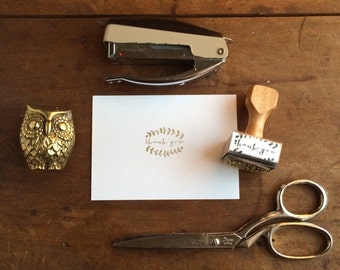 Botanical Wedding Thank You Stamp - Party Favor Stamp - DIY Card Gift Tag - Hand Drawn Vines Branches Floral Feminine Simple Small Stamp