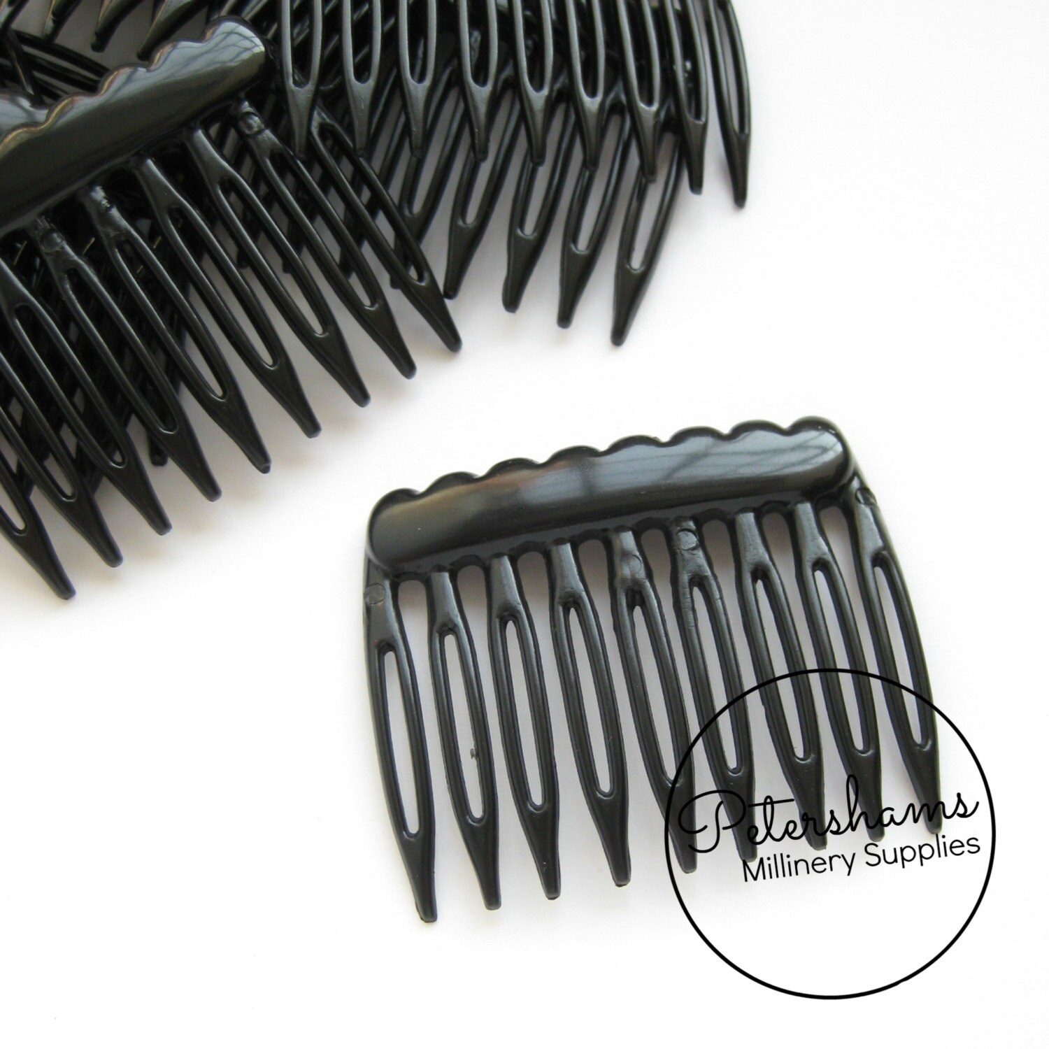 12 Mini Black Plastic Hair Combs for Fascinators and Millinery