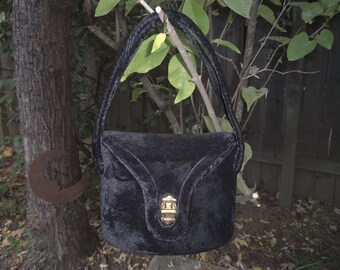 Vintage Box Purse Black Velvet Box Purse Black Velvet Purse Black Velvet Handbag Retro Box Purse Black Box Purse Black Handbag Black Velvet