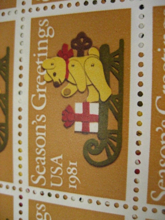 2 Sheets 1981 Christmas US Postage Stamp by AntiqueVintageEstate