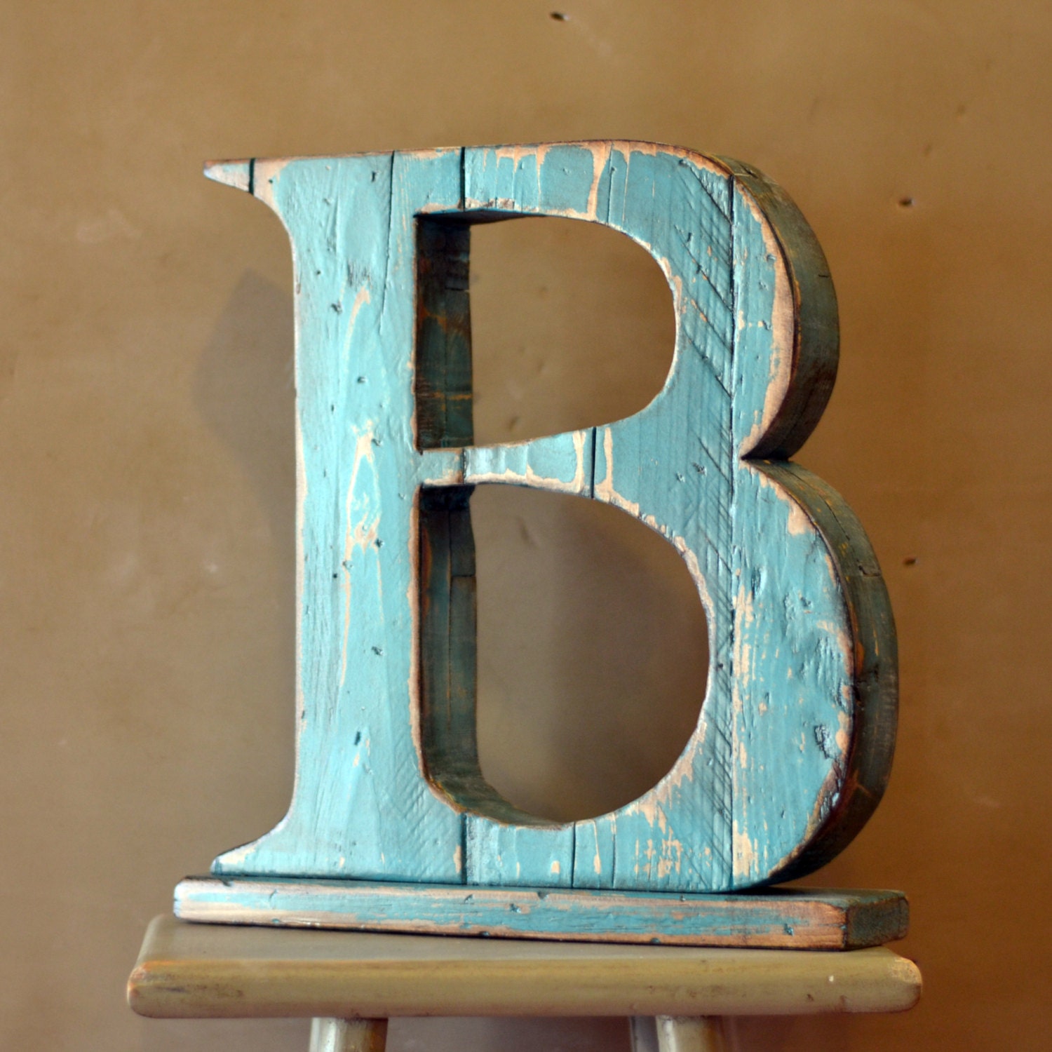 Handmade Reclaimed Wooden Block Letter in by signedandnumbered