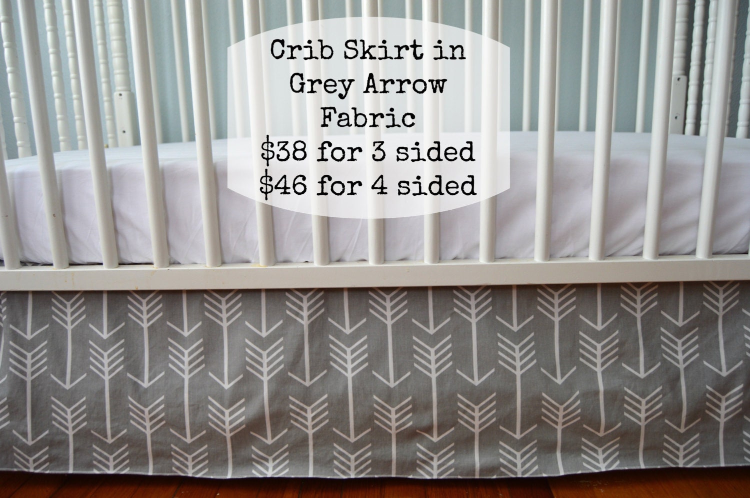 Grey Arrows Crib Bedding Bumpers Rail Cover Crib Skirt