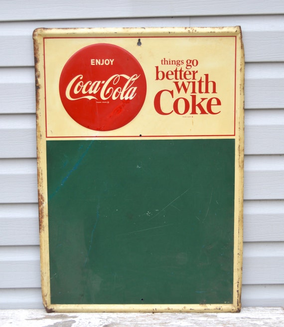 Vintage Coca Cola Coke Tin Menu Board Chalkboard Advertising