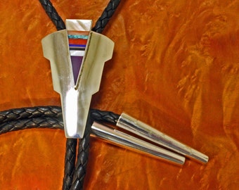 Vernon A. Begaye Bolo Tie Navajo Inlaid