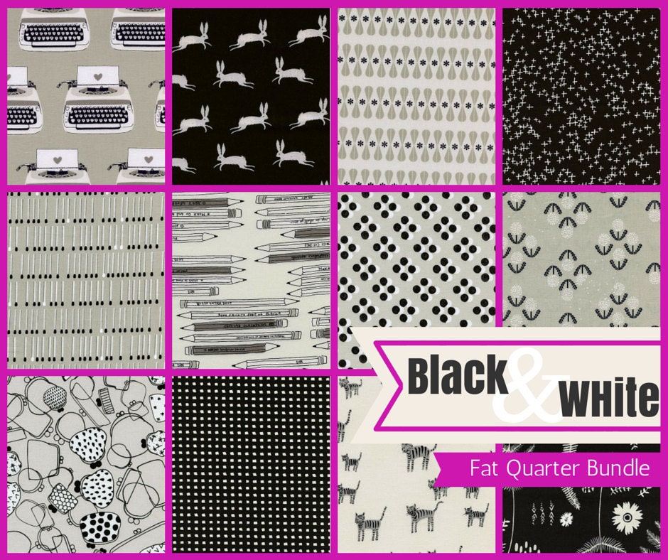 Black and White Fat Quarter Bundle a by ModernQuilter on Etsy