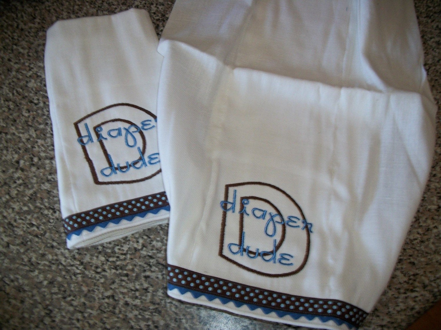 Embroidered Baby Diaper Burp Cloth Set of 2