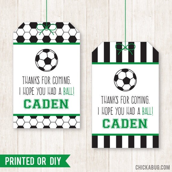 Soccer Party Personalized DIY printable favor tags by Chickabug