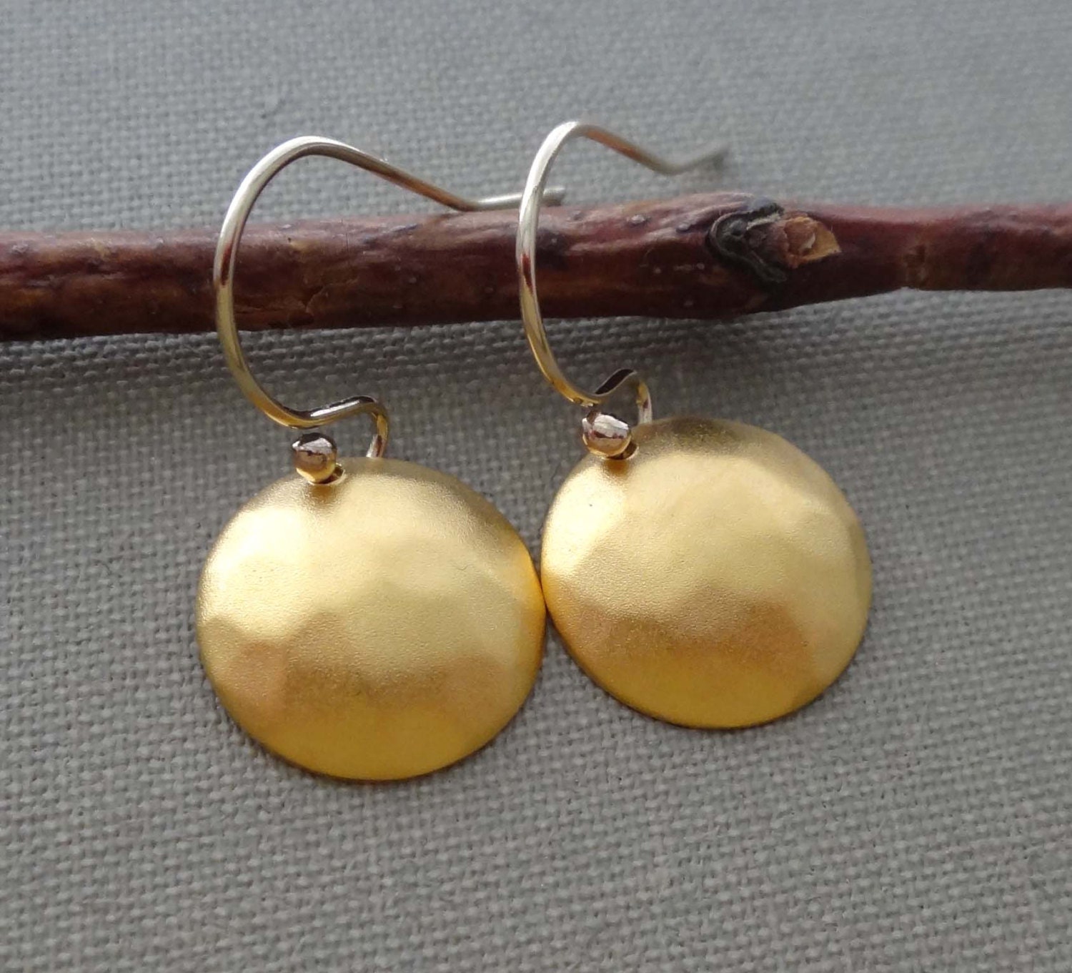 Gold round earrings gold disc earrings vermeil disc