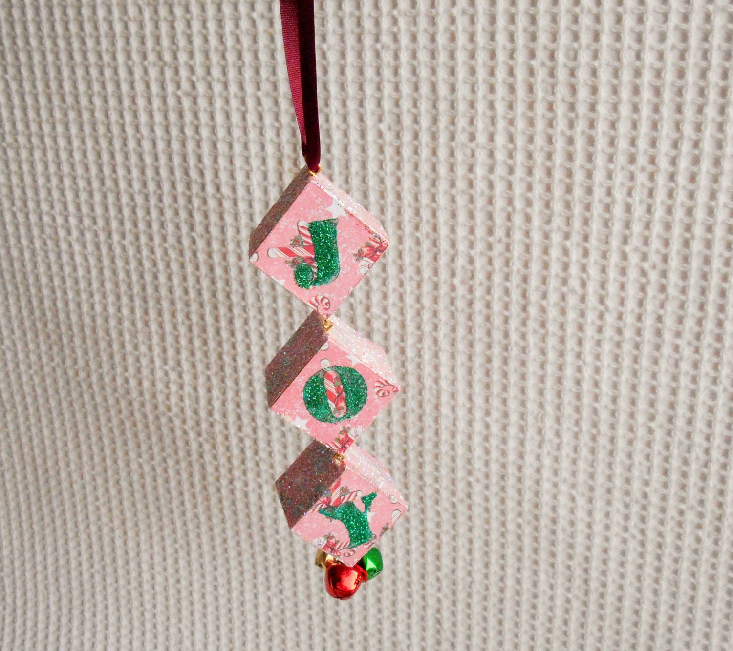 Joy Jingly Ornament Hanging Block Christmas Decoration