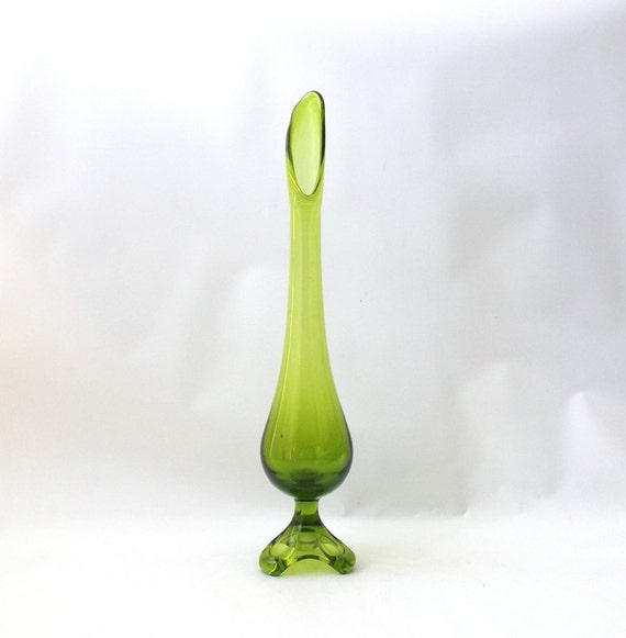 vintage 1960's epic viking green glass vase mid century