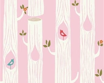 Birch Circa52 - Tree Stripes pink- Organic Cotton Fabric low shipping