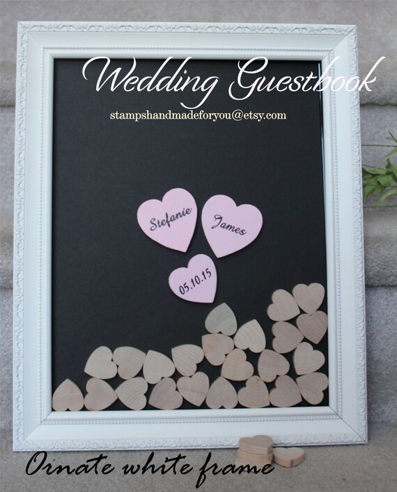 Items similar to Wedding guest book white with hearts Unique Heart