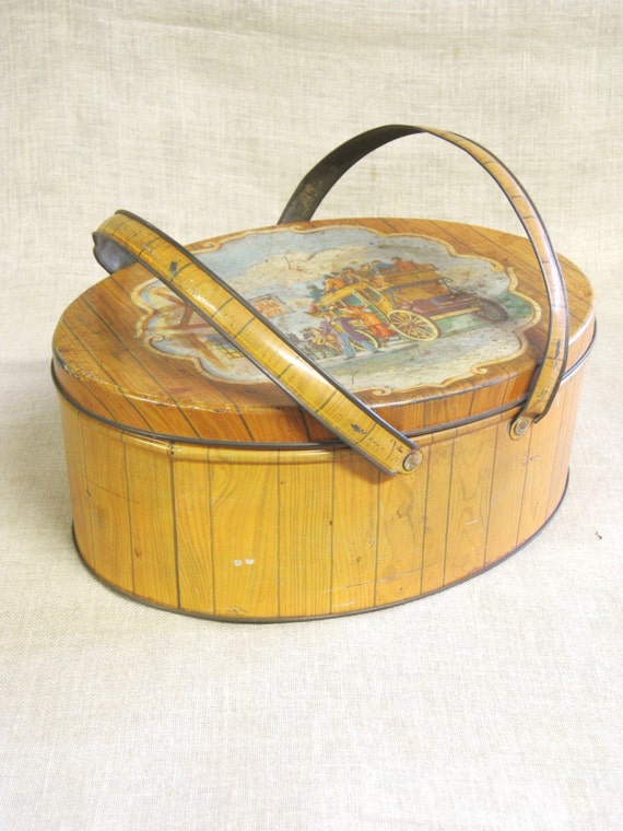 Tin Box Picnic Box Picnic Tin Oval Box 20.00 Gifts Metal