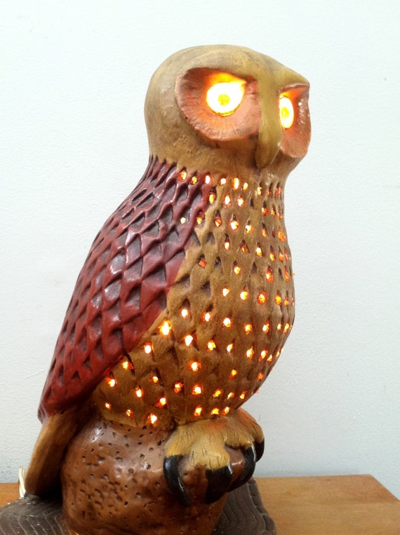 Vintage Ceramic Owl Lamp 1960's by MarzMum on Etsy