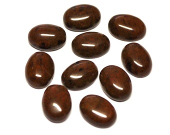 Natural Mahogany Obsidian Oval Cabochons - 10 pcs Parcel - 8.0 x 6.0 x 3.2 mm - 11.3 ct - 141205-54