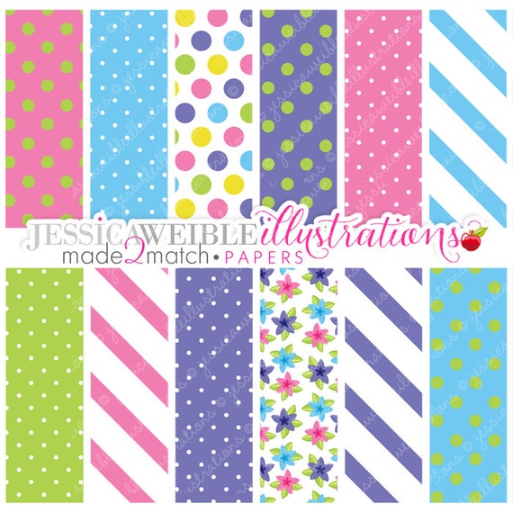 Beach Bunnies Cute Digital Papers Backgrounds for Invitations, Card Design, Scrapbooking, and Web Design, Easter Pastel Papers Il_570xn