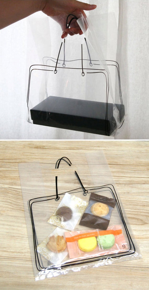 20 Black Line Bag Design Transparent Bags 9.8 x 13.6in