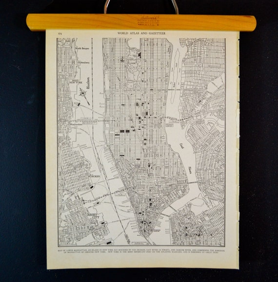 Lower Manhattan 1940s Map Antique Manhattan Atlas New York