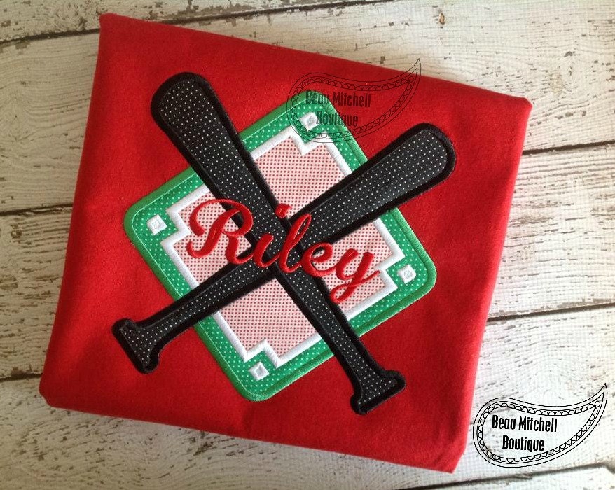 Baseball Diamond Bats applique
