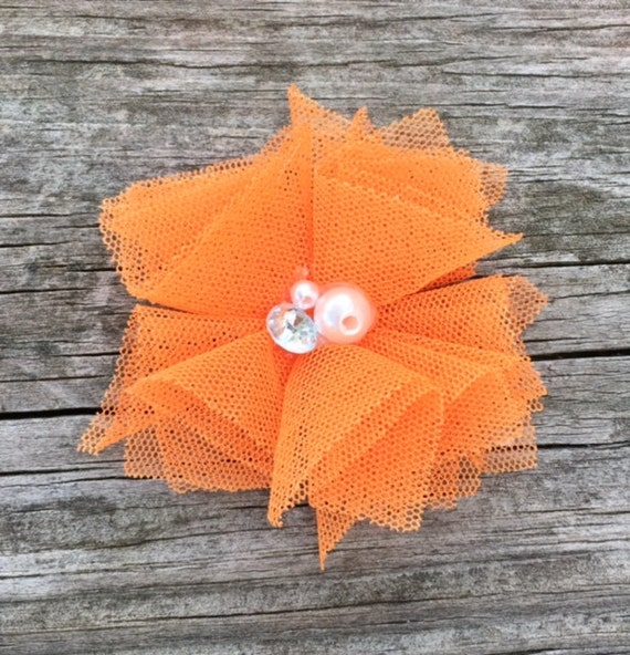 Orange Flower Hair Clip Bright Orange Hair Clip by leilei1202