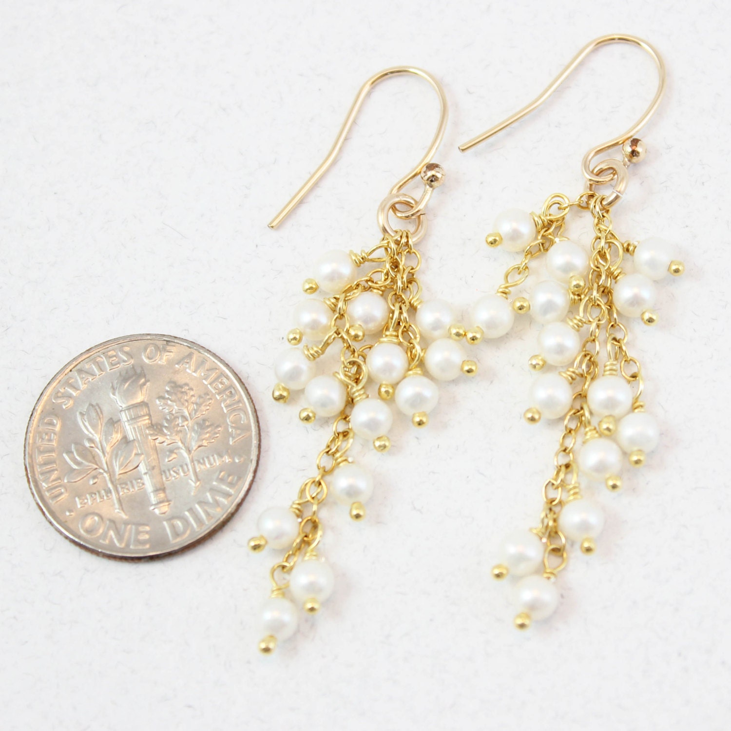 Pearl Cascade Earrings White Cascade Earrings Delicate