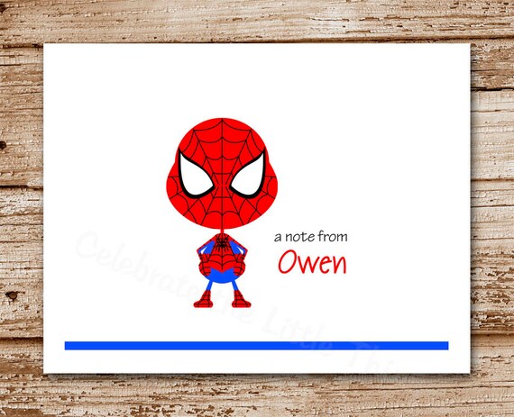Set of 8 Superhero Notecards - Personalized - Super Hero Notecards - Stationery - Thank You Cards Il_570xn