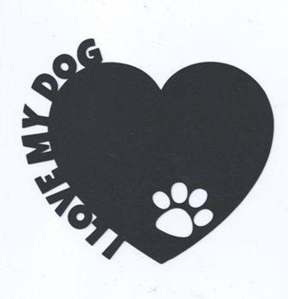 Download I love my dog heart with paw print silhouette