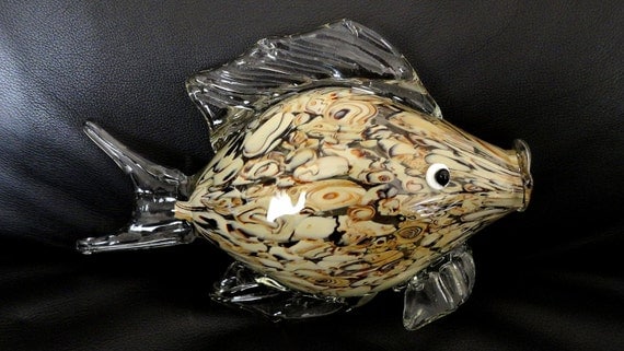 large hand blown glass fish