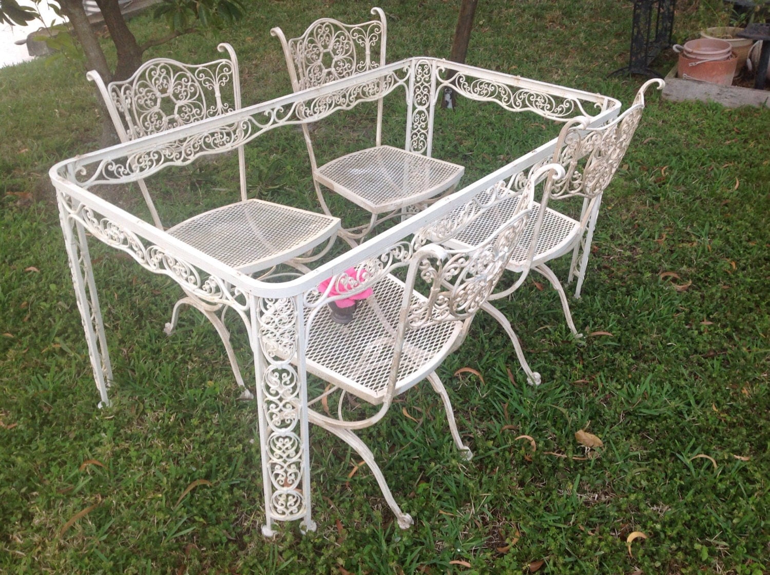 SHABBY CHIC WOODARD Wrought Iron Chairs Vintage by ...